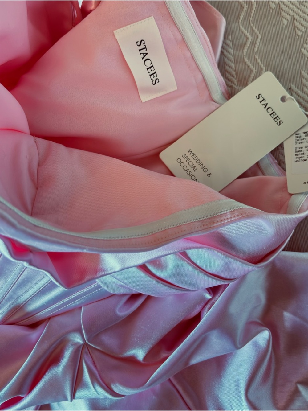 STACEES NWT! Blush Pink Prom Homecoming Maxi Dress sz 4 Corset style LaceUp Back - Picture 10 of 12